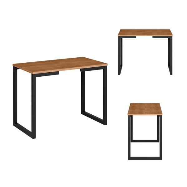 Imagem de Mesa Lateral Mesinha Auxiliar Canto Encaixe Sofá Cama Nature Estilo Industrial