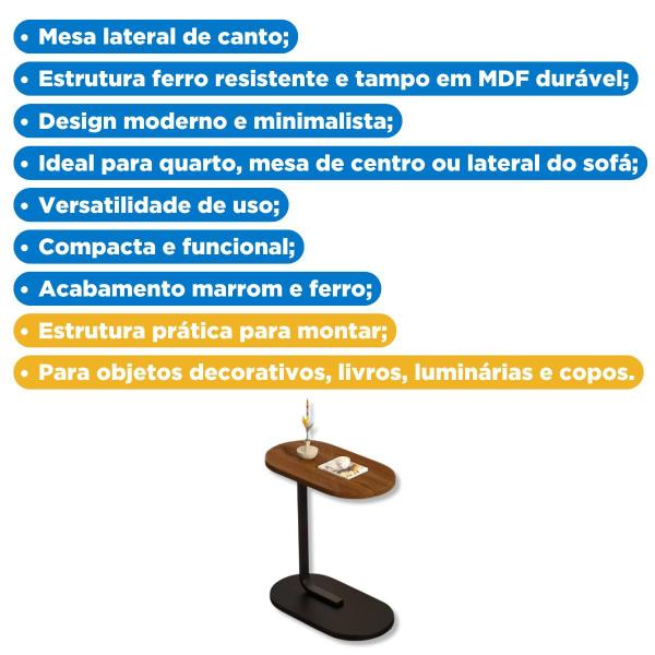 Imagem de Mesa Lateral Mesinha De Apoio Marrom Escuro Notebook Objetos Canto Sala Sofá Quarto