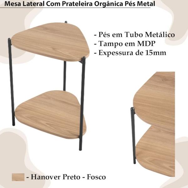 Imagem de Mesa Lateral Organica Pe Metal Preto Hanover 28016 Artesano