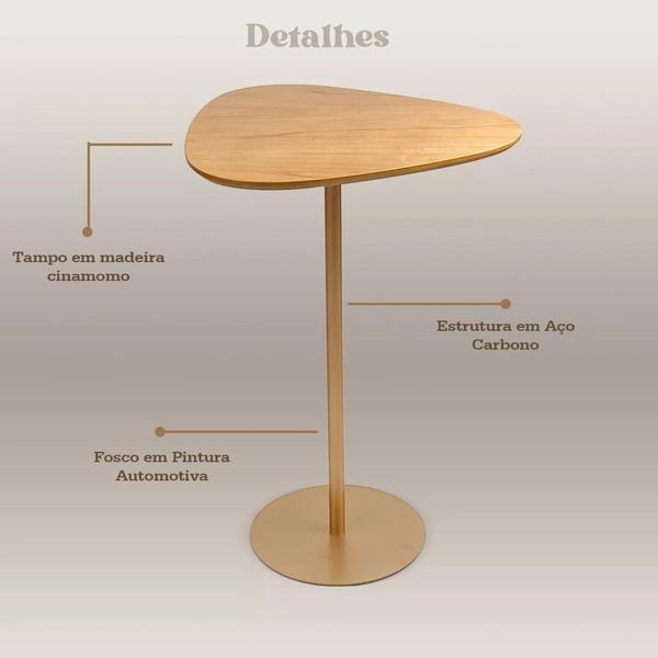 Imagem de Mesa Lateral Orgânica Up Dourado 52 Cm Altura Cinamomo