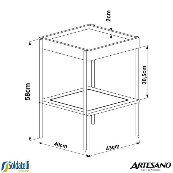 Imagem de Mesa lateral oslo 43 cm madeira mdp hanover ou nero base metal - artesano