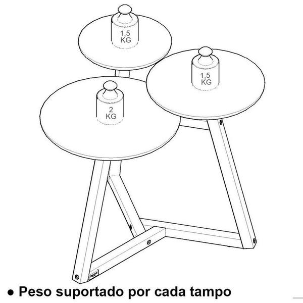 Imagem de Mesa Lateral Para Sala 3 Tampos 87X Branco Nature Tebar