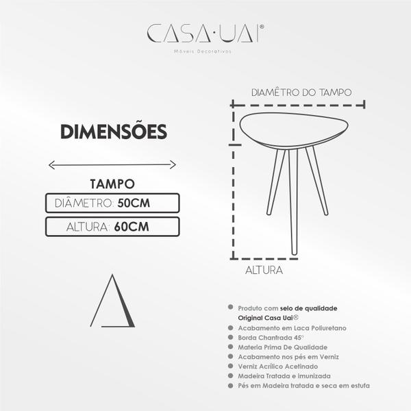 Imagem de Mesa Lateral Pe Palito Orgânico Libano 50x60  Fendi