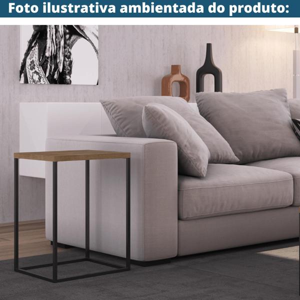 Imagem de Mesa Lateral Quadrada Cube Artesano 58 cm (altura) em MDP Vermont Estrutura em Aço Preto