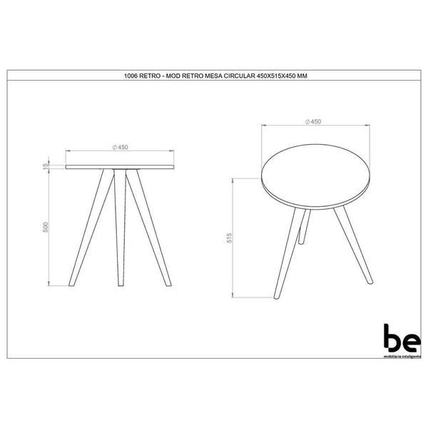 Imagem de Mesa Lateral Redonda Retrô Branca 52 cm