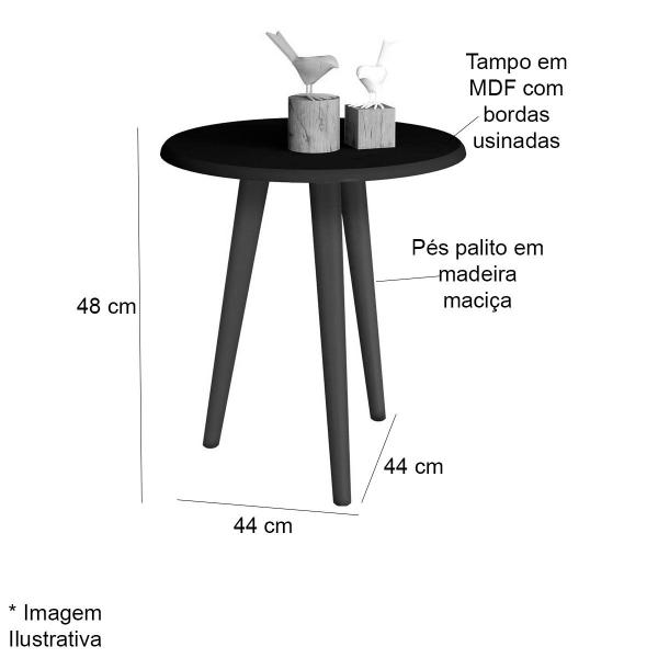 Imagem de Mesa Lateral Redonda Sala de Estar MDF Brilhante