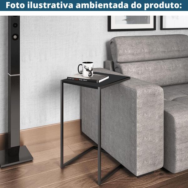 Imagem de Mesa Lateral Retangular Artesano 35 cm (largura) em MDP Estrutura Preta Metálica em Aço Preto Fosco