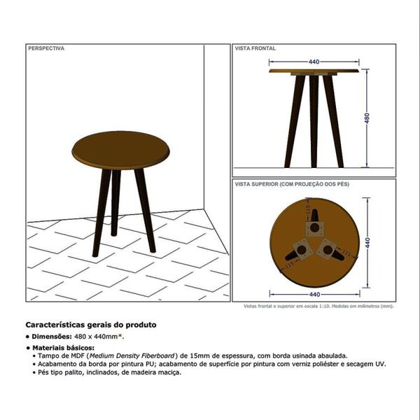 Imagem de Mesa Lateral Retrô 48cm Decor Móveis Bechara