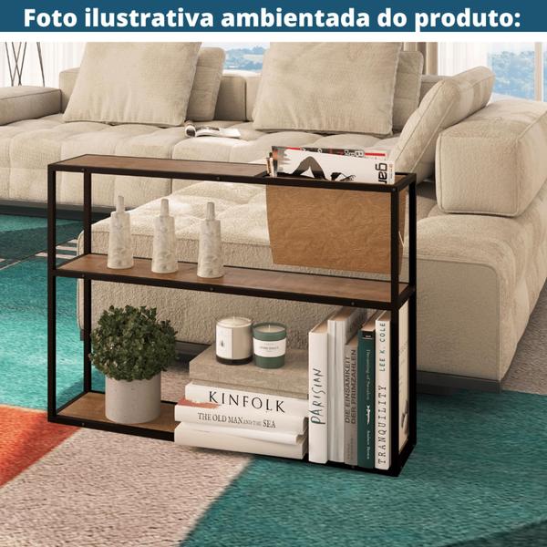 Imagem de Mesa Lateral Revisteiro Industrial Steel Quadra Artesano 90 cm (largura) MDP Vermont Aço Preto Fosco