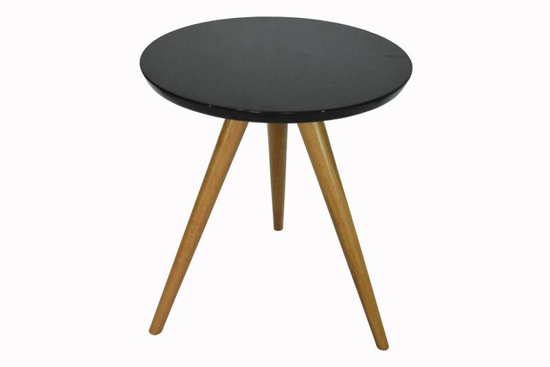 Imagem de Mesa Lateral Tampo Laqueado Para Sala Tampo 40 cm Tripé Pés Palito