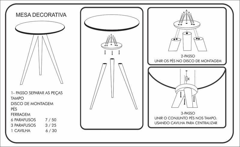 Imagem de Mesa Lateral Tampo Laqueado Para Sala Tampo 40 cm Tripé Pés Palito