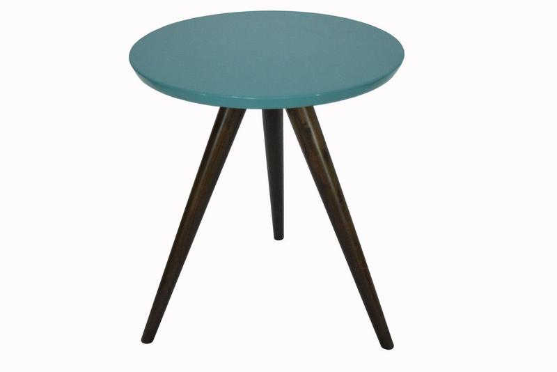 Imagem de Mesa Lateral Tampo Laqueado Para Sala Tampo 40 cm Tripé Pés Palito - Tiffany