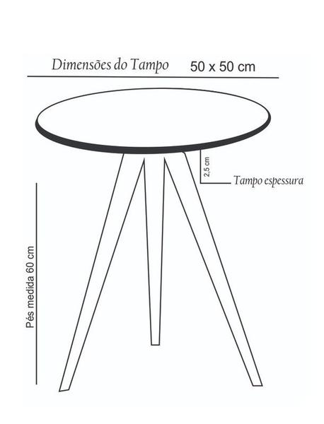 Imagem de Mesa Lateral Tampo Laqueado Para Sala Tampo 50 cm Tripé Pés Palito - FENDI