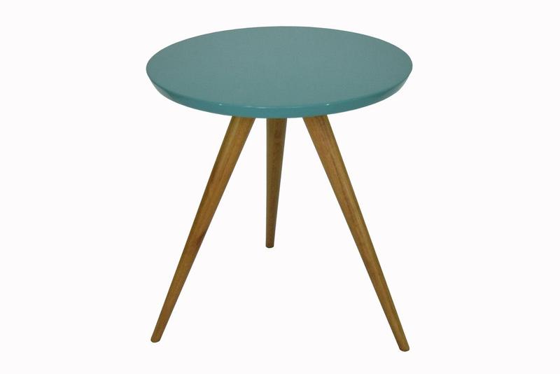 Imagem de Mesa Lateral Tampo Laqueado Para Sala Tampo 50 cm Tripé Pés Palito