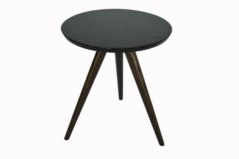 Imagem de Mesa Lateral Tampo Laqueado Para Sala Tampo 60 cm Tripé Pés Palito