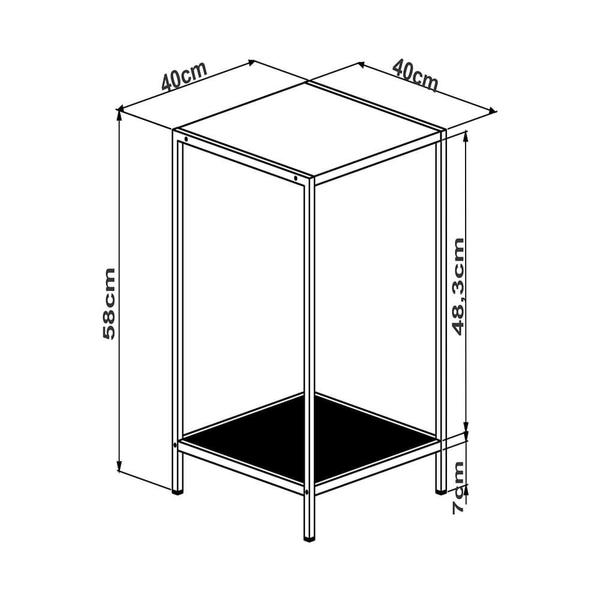 Imagem de Mesa Lateral York 58cm Estrutura Preto Fosco - Hanover