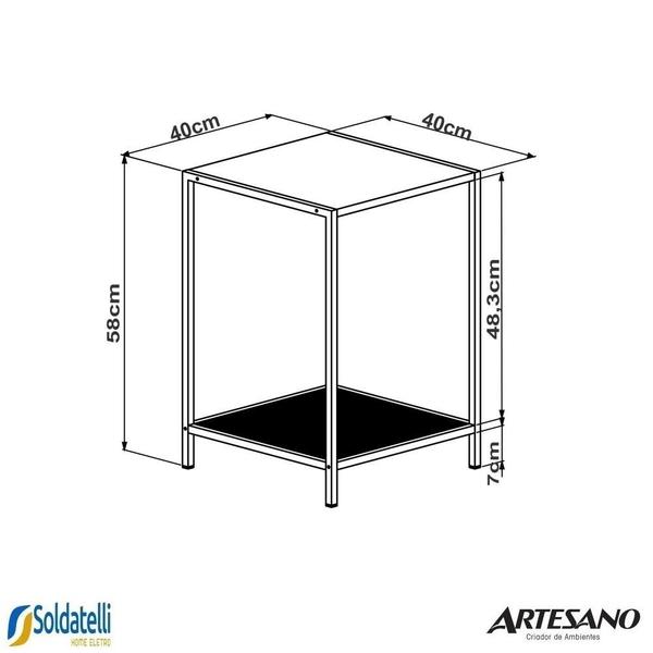 Imagem de Mesa lateral york hanover ou vermont em aço carbono preto fosco - artesano