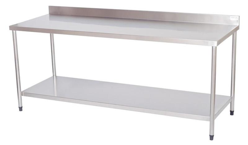 Mesa Lisa com Prateleira Lisa Atual Inox em Aço Inox 304 MLPL 1,5 Metros Imagem de Mesa Lisa com Prateleira Lisa Atual Inox em Aço Inox 304 MLPL 1,5 Metros