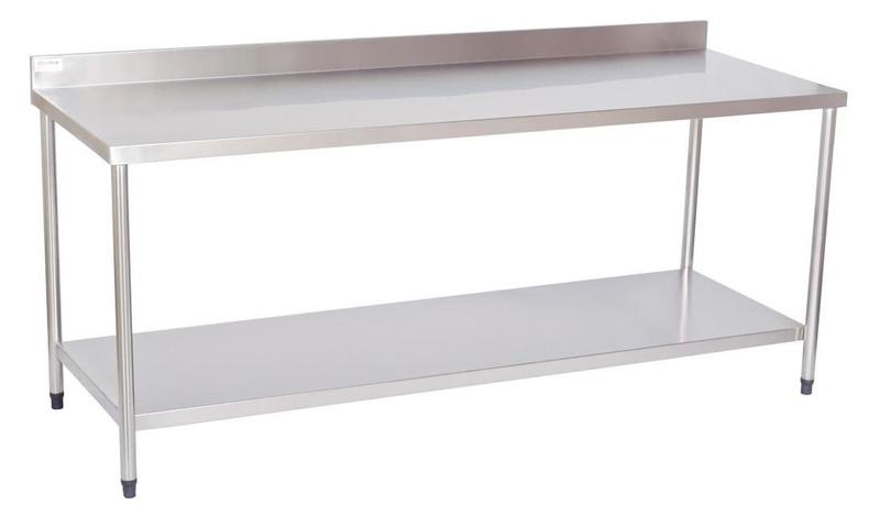 Mesa Lisa com Prateleira Lisa Atual Inox em Aço Inox 304 MLPL 1,5 Metros Imagem de Mesa Lisa com Prateleira Lisa Atual Inox em Aço Inox 304 MLPL 1,5 Metros