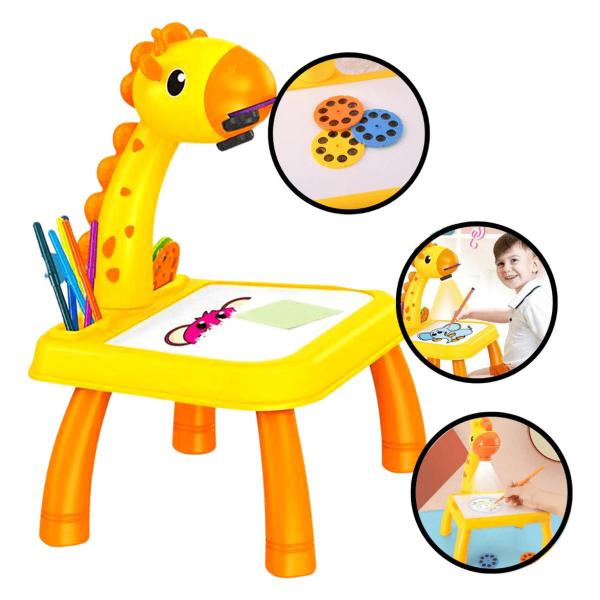 Imagem de Mesa Lousa Mágica Infantil Projetor Imagens Desenhos Girafinha Mesinha