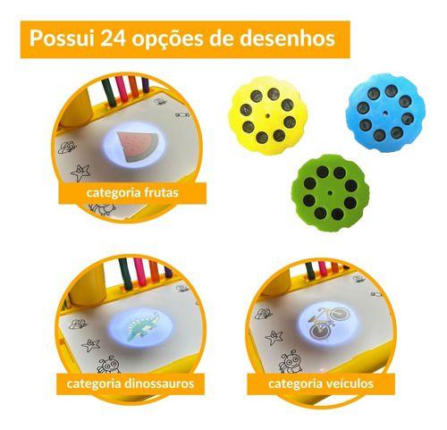 Imagem de Mesa Mágica Projetora Infantil 24 Desenhos 12 Canetas Amarela