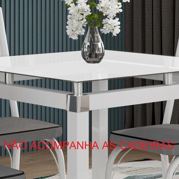 Imagem de Mesa Malva 75X75cm Branco/Vidro Branco - Artefamol