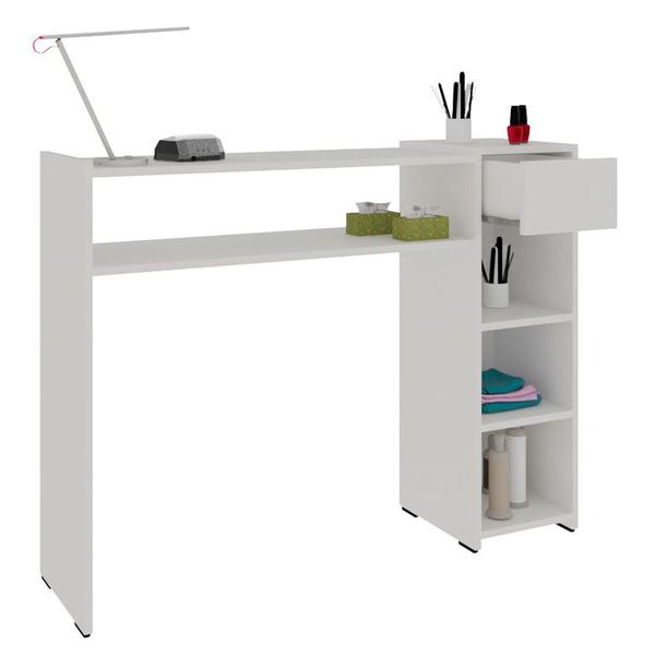 Imagem de Mesa Manicure Escrivaninha Bless 107cm 100%MDF com 01 Gaveta Branco - Desk Design