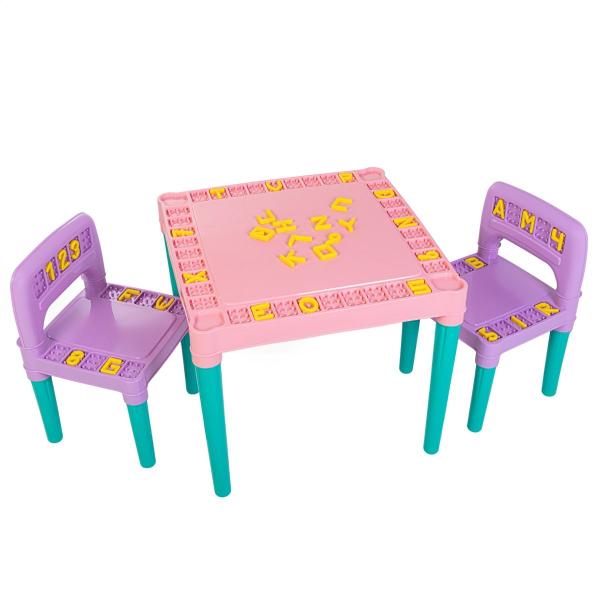 Imagem de Mesa Mesinha Infantil Criança 2 Cadeiras Alfabeto Educativa