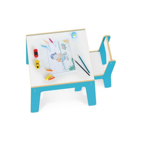 Imagem de Mesa Mesinha Infantil De Madeira Com 1 Cadeira Cadeirinha Junges Várias Cores Crianças Até 40Kg