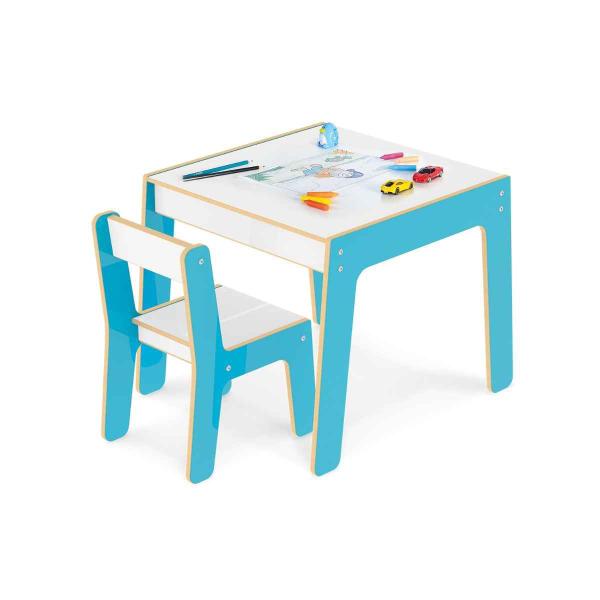 Imagem de Mesa Mesinha Infantil De Madeira Com 1 Cadeira Cadeirinha Junges Várias Cores Crianças Até 40Kg