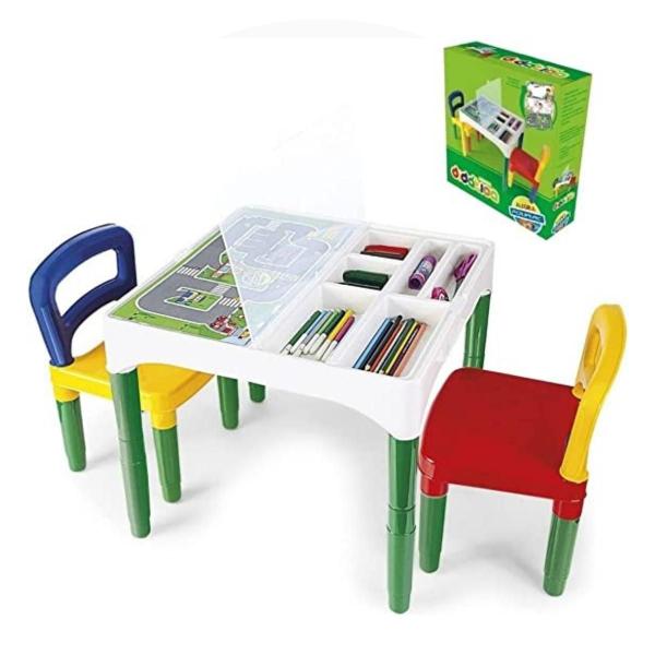 Imagem de Mesa Mesinha Infantil Didática Divisórias Com 2 Cadeiras 25kg