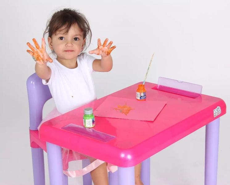 Imagem de Mesa Mesinha Infatil Criança Menina Rosa Com Cadeira 