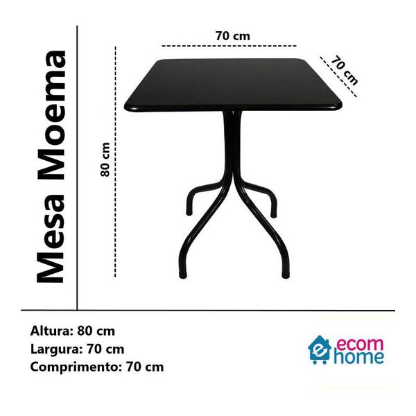 Imagem de Mesa Moema 70x70 Para Sorveteria Sala Restaurante Preta