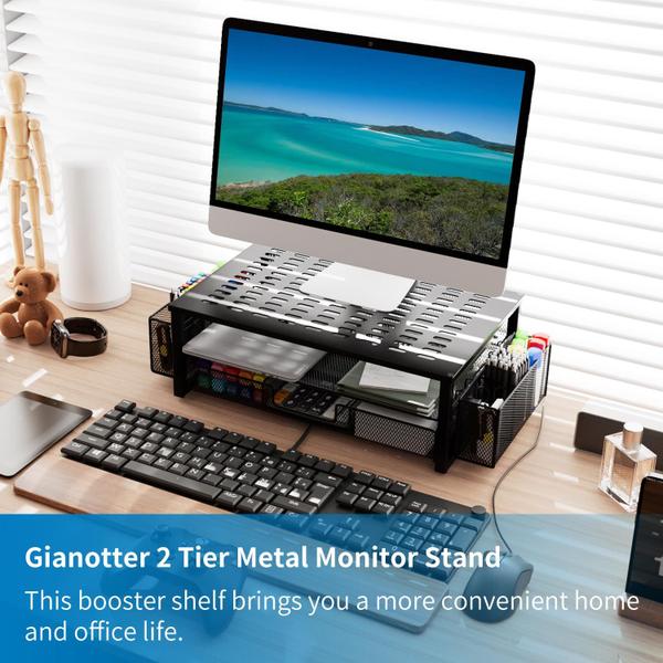 Imagem de Mesa Monitor Stand Riser Gianotter com gaveta e suporte para 2 canetas