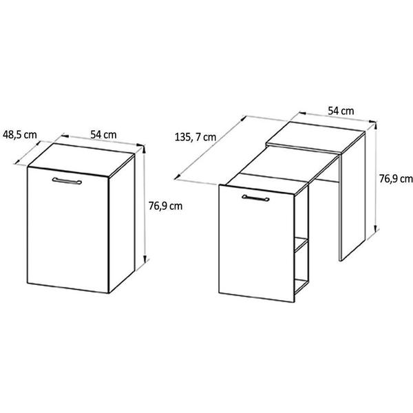 Imagem de Mesa Multiuso Casal Retrátil ME4170 c/ 2 Nichos Amêndoa - Tecno Mobili