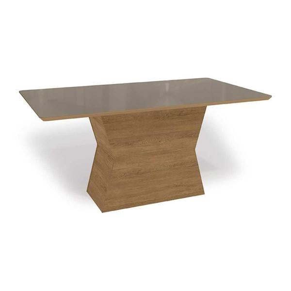 Imagem de Mesa Multiuso Cozinha Tilia c/ Tampo Madeirado c/ Vidro 160x90cm Freijo/Bronze - Kappesberg