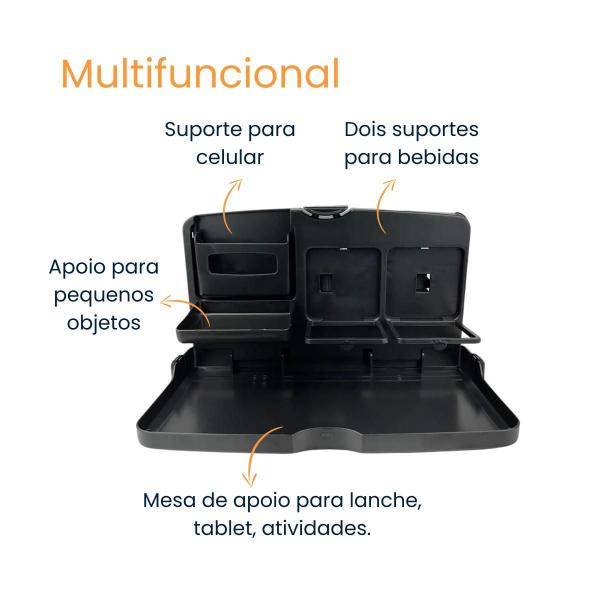 Imagem de Mesa multiuso retrátil para carro organização banco traseiro suporte comida copo atividades viagem