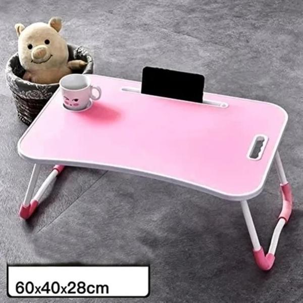 Imagem de Mesa multiuso suporte porta copo notebook dobravel home office bandeja sofa cama rosa