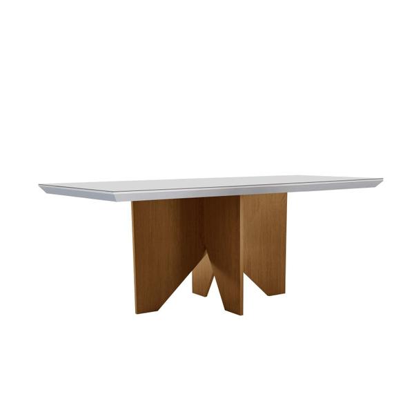 Imagem de Mesa Nancy 180 Tampo Mdf Vidro Canto Reto com 6 Cadeiras Dandara Turim/Off White/imbuia/Serig. Off