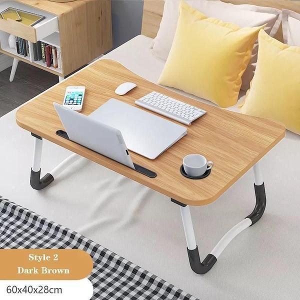 Imagem de Mesa Notebook Dobrável E Portátil Para Cama Sofá Cor Madeira