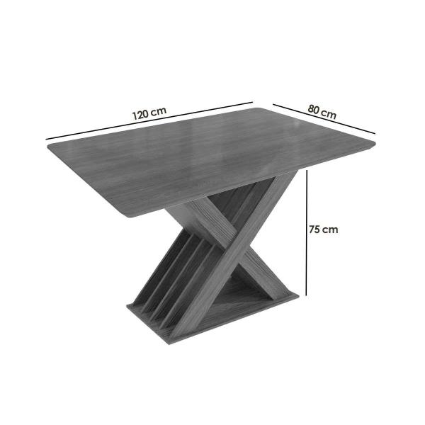 Imagem de Mesa p/ Cozinha Graviola c/ Tampo Madeirado c/ Vidro 80x120cm Nogueira/Preto fosco/Vidro preto - Kappesberg