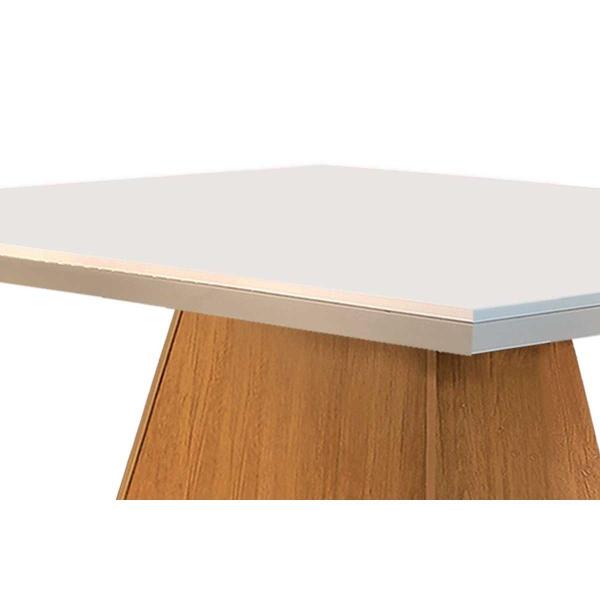 Imagem de Mesa p/ Cozinha Luna c/ Tampo 180x90cm Flex Madeirado Vidro Canto Curvo - Imbuia/Ripado 3D/Off White - Rufato