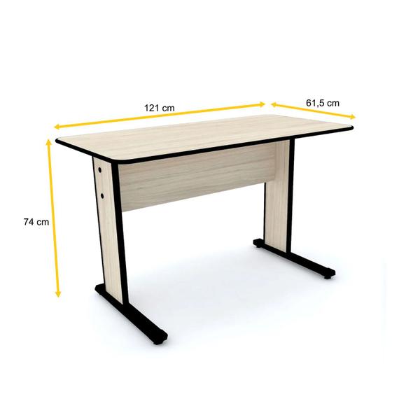 Imagem de Mesa p/ escritório 121x61 pandin maxxi - nogueira/preto