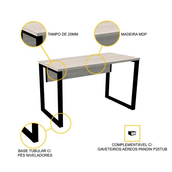 Imagem de Mesa p/ escritório 150x60 pandin p25tub - nogueira/preto