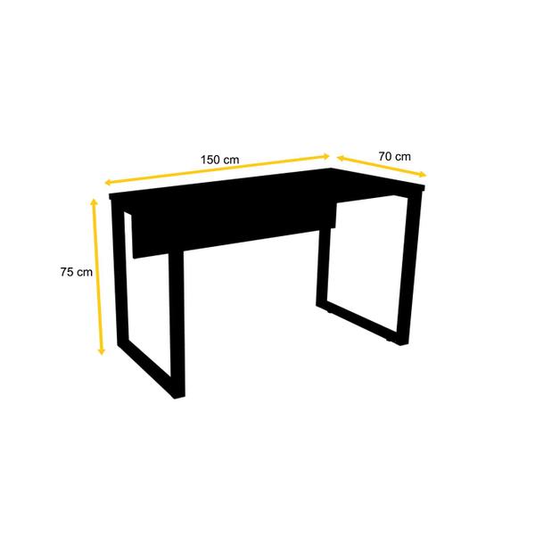 Imagem de Mesa p/ escritório 150x70 pandin p25tub - preto