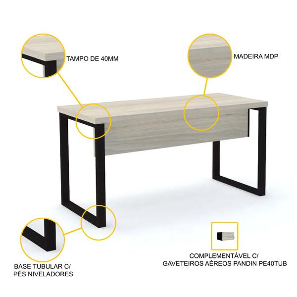 Imagem de Mesa p/ escritório 170x70 pandin pe40tub - nogueira