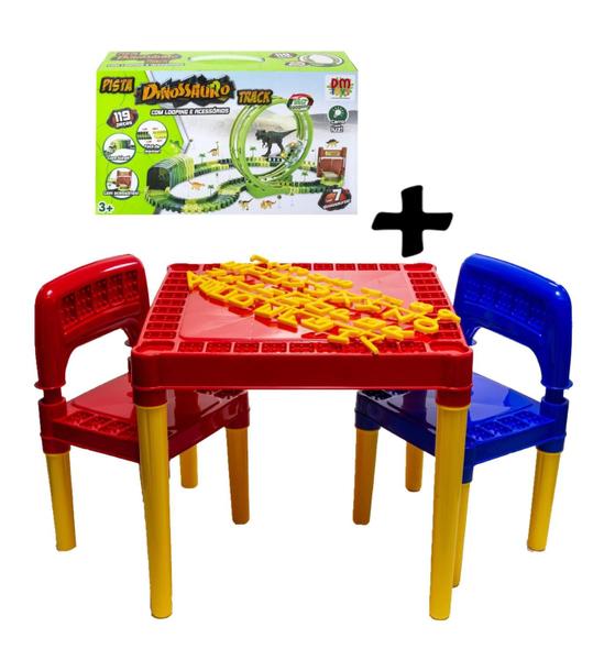 Imagem de Mesa Para Aprender Com 2 Cadeiras Infantil Mais Pista Dino