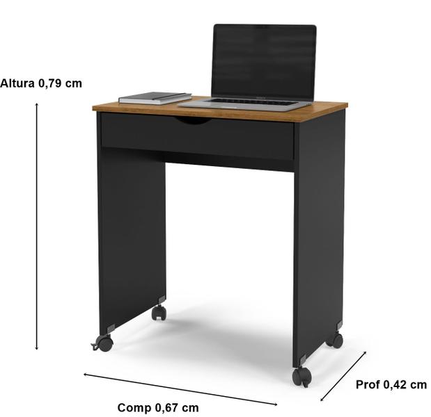 Imagem de Mesa Para Computador e Notebook Veronica com rodizio cor Preto / Freijo - Comprar Moveis em Casa