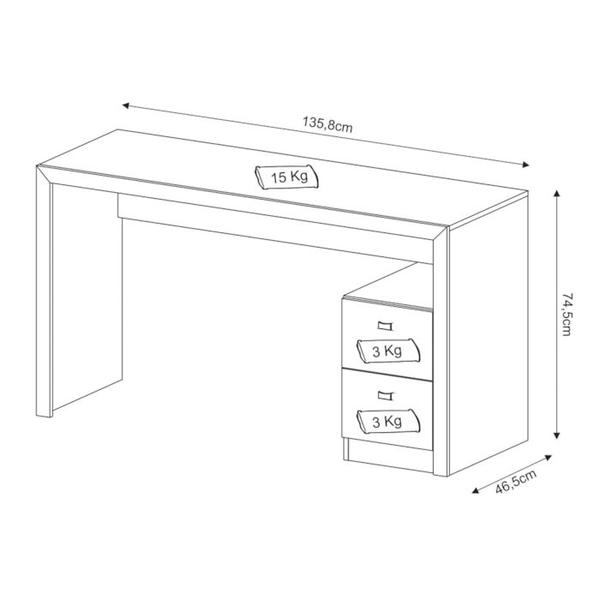 Imagem de Mesa Para Computador / Escritorio 2 Gavetas ME4130 Nogal Tecno Mobili