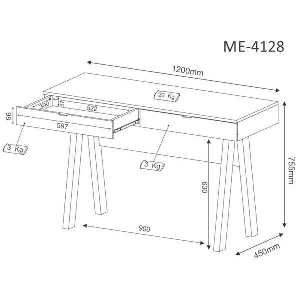 Imagem de Mesa Para Computador / Escritorio ME4128 Branco Tecno Mobili